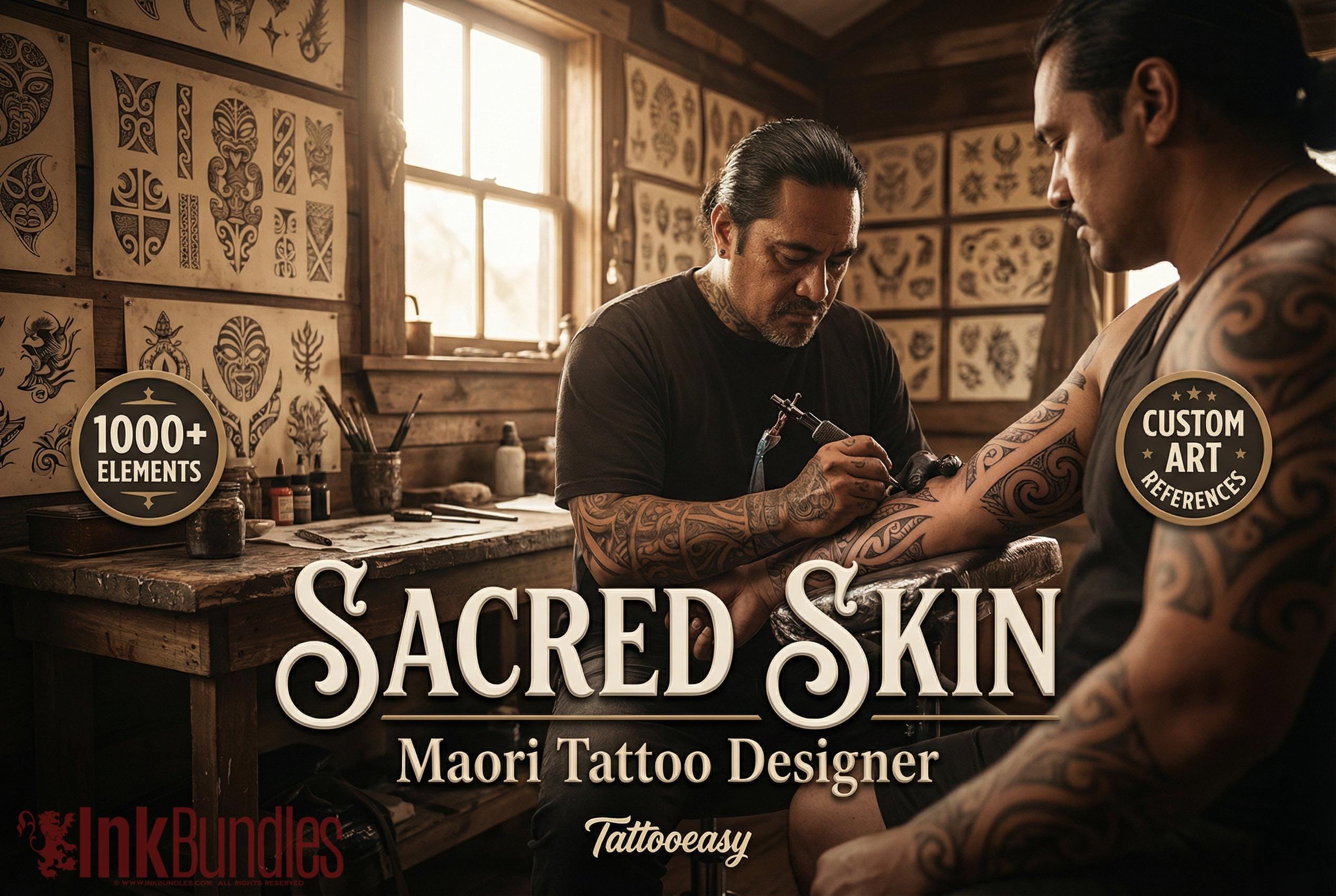 Procreate Tattoo Brushes: Polynesian & Maori Tribal Art Stamps + PNG Bundle