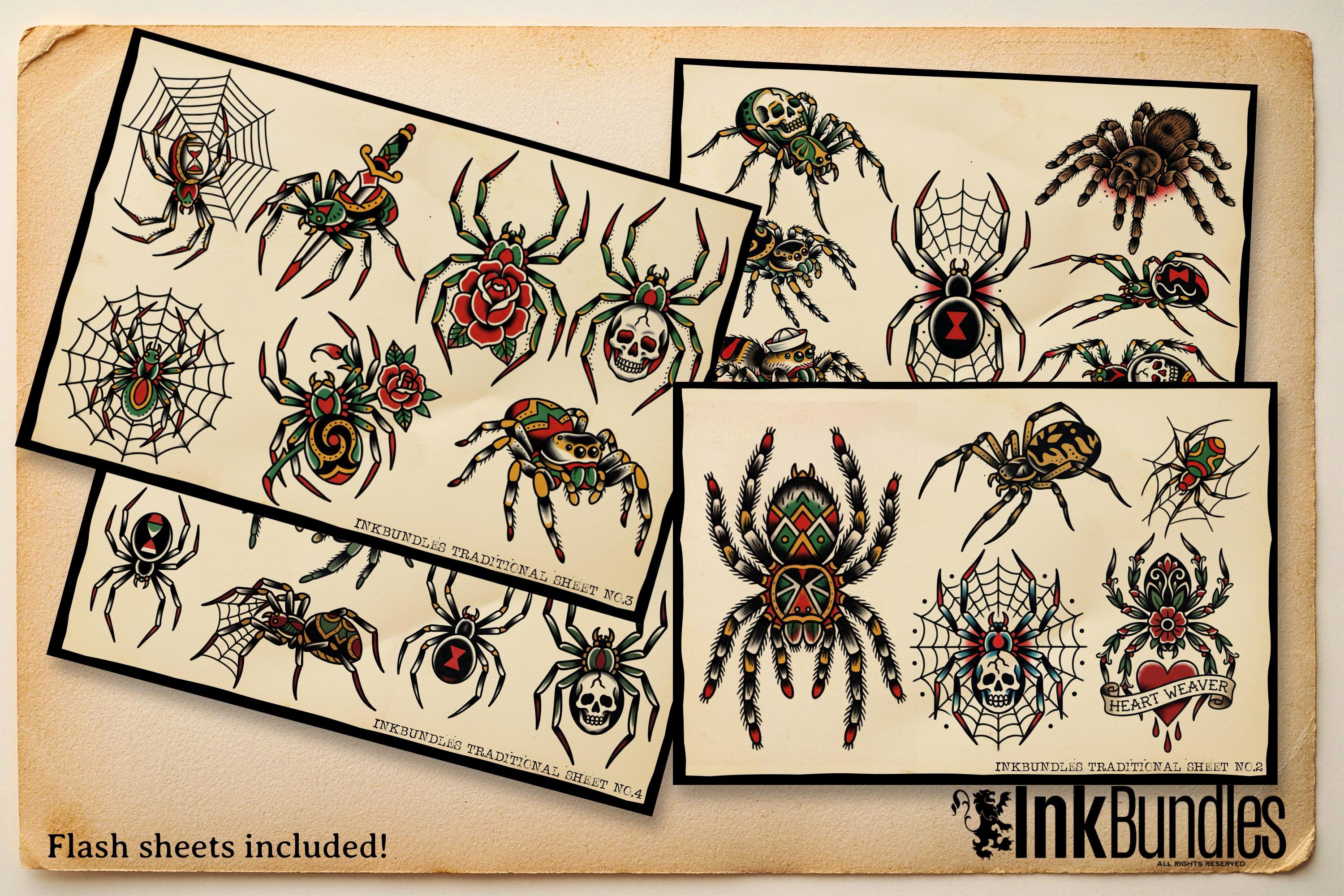 Traditional Spiders - custom art | digital download | Tattoo Stencils | Flash designs