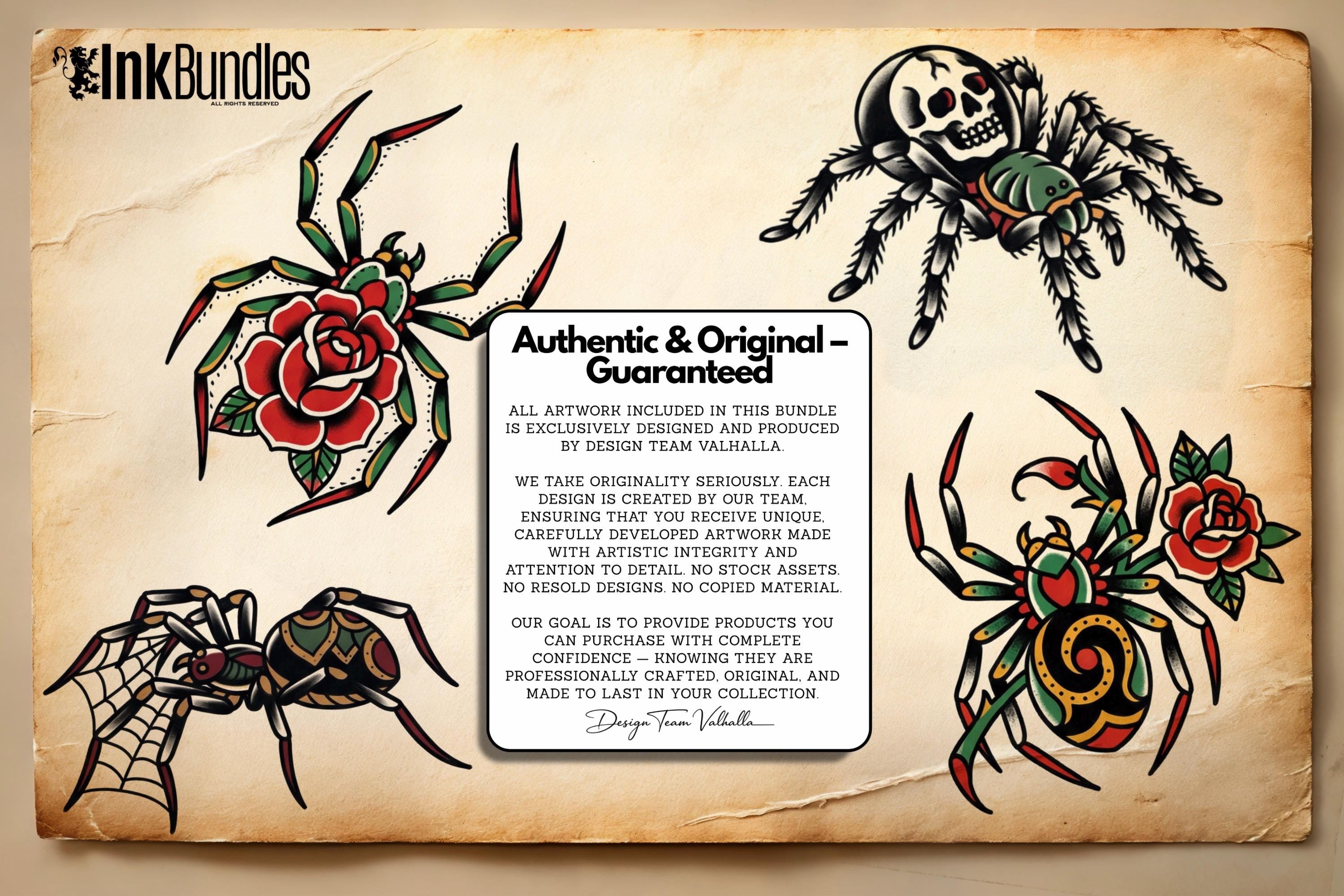 Traditional Spiders - custom art | digital download | Tattoo Stencils | Flash designs