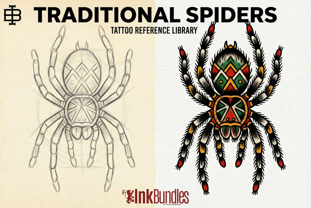 Traditional Spiders - custom art | digital download | Tattoo Stencils | Flash designs