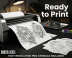 Fire & Torch Tattoo Toolkit, Flame, Lamp PNG Procreate Bundle, Tattoo Flash Brushset for Artists