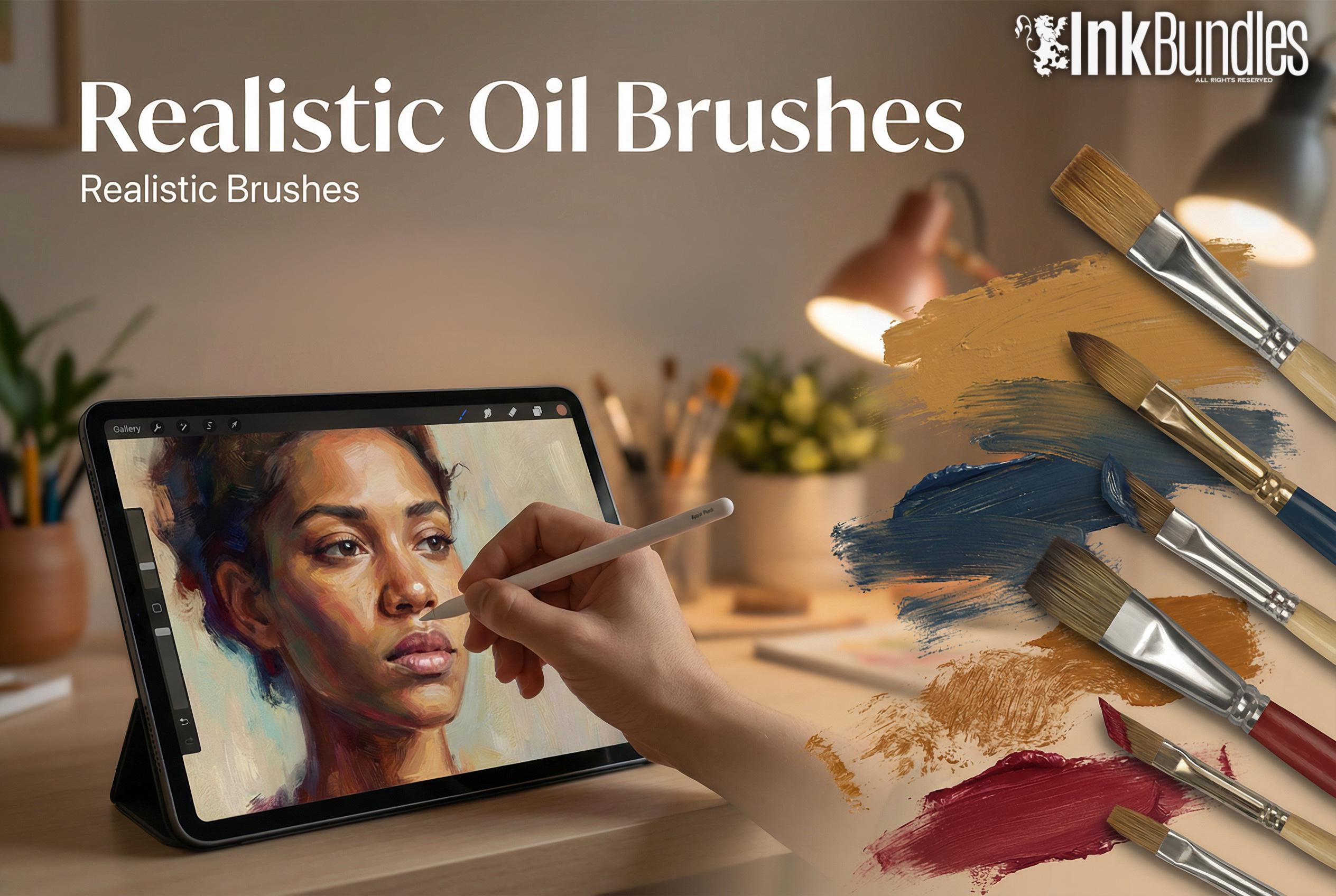 Master Oil Procreate Brush Set: 66 Custom Brushes, 4 Canvases
