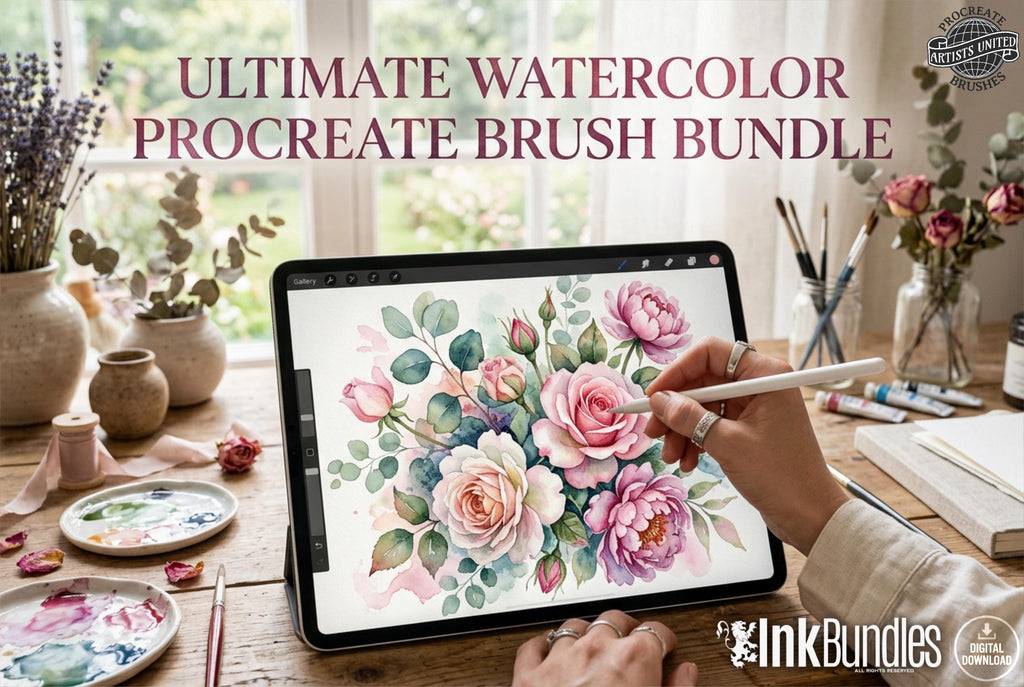 Procreate Watercolor Brush Set: AquaSoft + Studio, Realistic Canvas Textures Digital Download