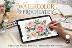 Procreate Watercolor Brush Set: AquaSoft + Studio, Realistic Canvas Textures Digital Download