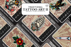May include: A collection of traditional tattoo art designs, including anchors, ships, flowers, and daggers. The designs are displayed on a black background with the text "TRADITIONAL TATTOO ART II" and "DESIGN TEAM VALHALLA".