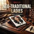 Neo-Traditional Tattoo References, Procreate Stamps & Flash Art, Procreate/Photoshop 300+