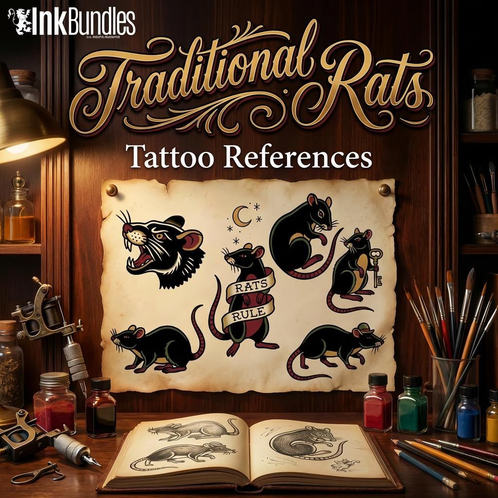 Traditional Rats - custom art | Tattoo Stencils | Flash designs