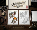 Neo Traditional Birds Tattoo Reference Kit