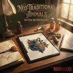 Neo Traditional Animal Tattoo Design Reference Kit, Procreate Brushset & PNG, Flash Stamps for Artists