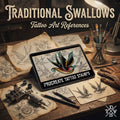 Tattoo references, 100 files | Traditional Swallows Flash Art (Digital Download) Procreate, PNG | SVG | EPS