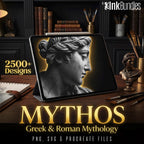 Greek Mythology Tattoo Art: Procreate Stamps, SVG, PNG (2500+ Elements)