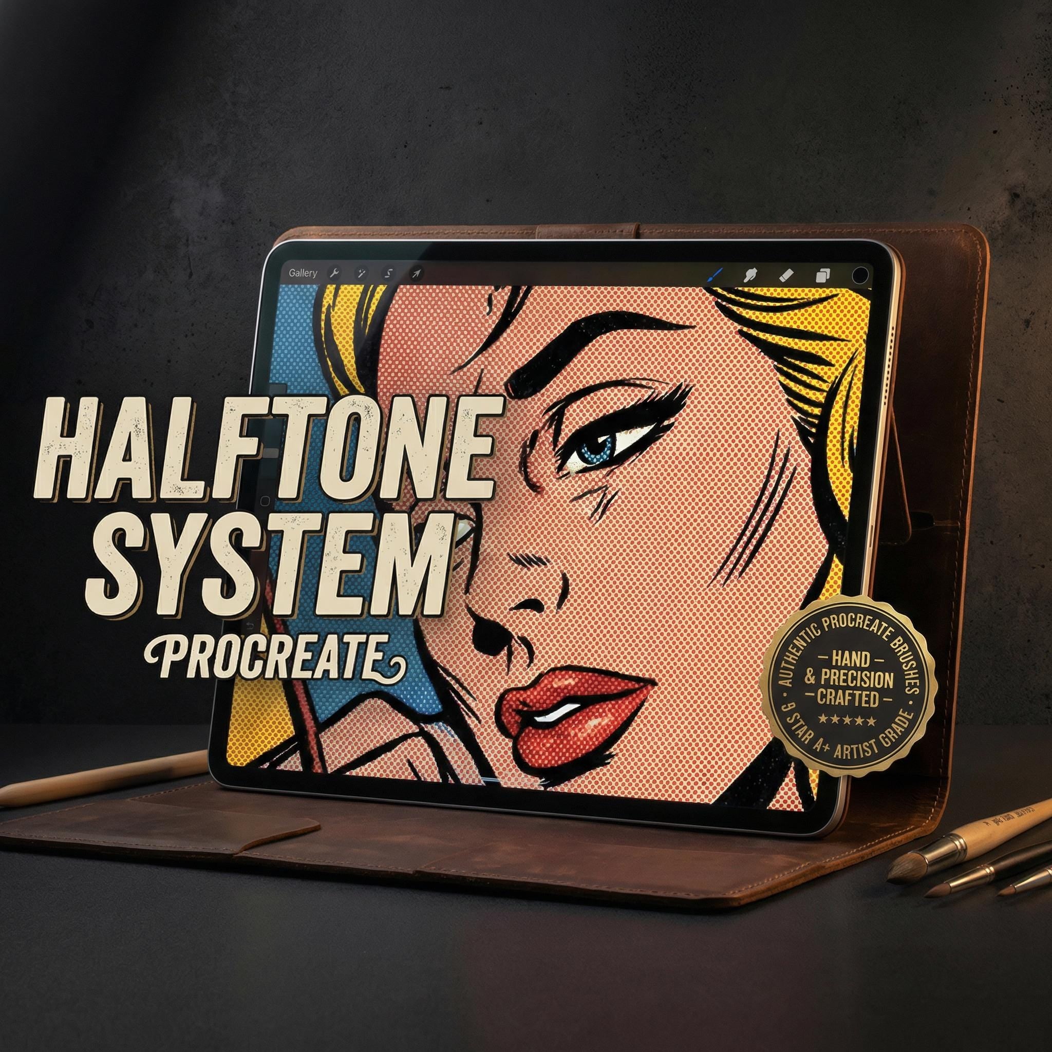 Procreate, 101 Halftones, unique halftone textured brush bundle for Procreate, 100% custom work