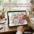 Procreate Watercolor Brush Set: AquaSoft + Studio, Realistic Canvas Textures Digital Download