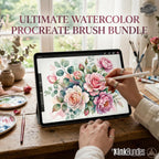 Procreate Watercolor Brush Set: AquaSoft + Studio, Realistic Canvas Textures Digital Download