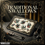 Traditional Swallows Tattoo Design kit - Procreate | 100+ Classic Swallow Tattoos, Old School Stencils