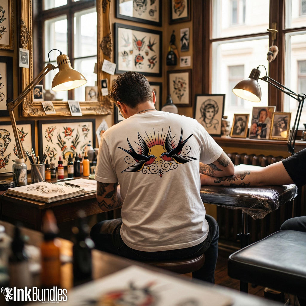 Traditional Swallows Tattoo Design kit - Procreate | 100+ Classic Swallow Tattoos, Old School Stencils