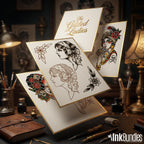 Traditional Ladies Tattoo Flash PDF eBook | Neo-Traditional Girl Stencils | Old School References & Coloring Pages