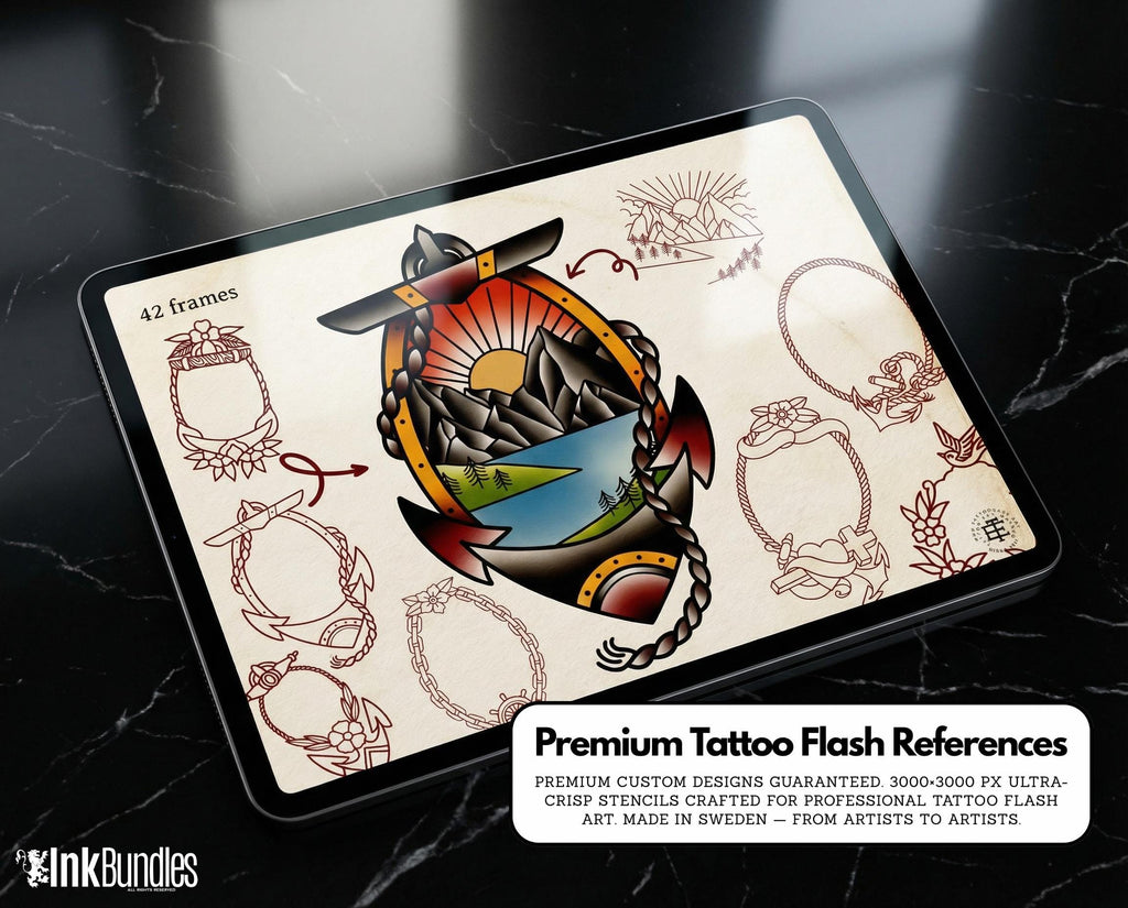 Traditional Tattoo Toolkit for Procreate, Build Your Own Designs, American Traditional Flash Brush Set