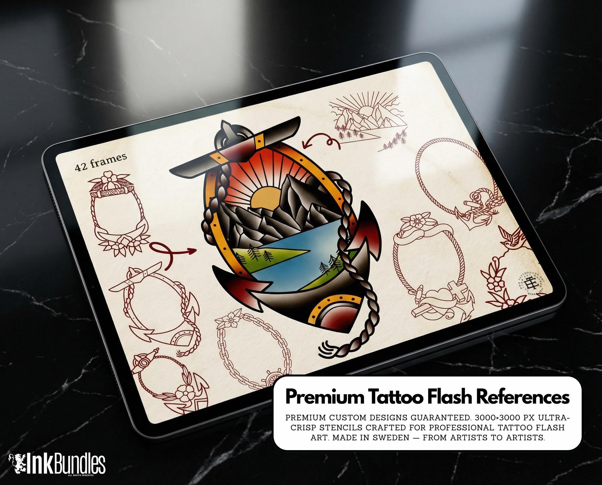Traditional Tattoo Toolkit for Procreate, Build Your Own Designs, American Traditional Flash Brush Set