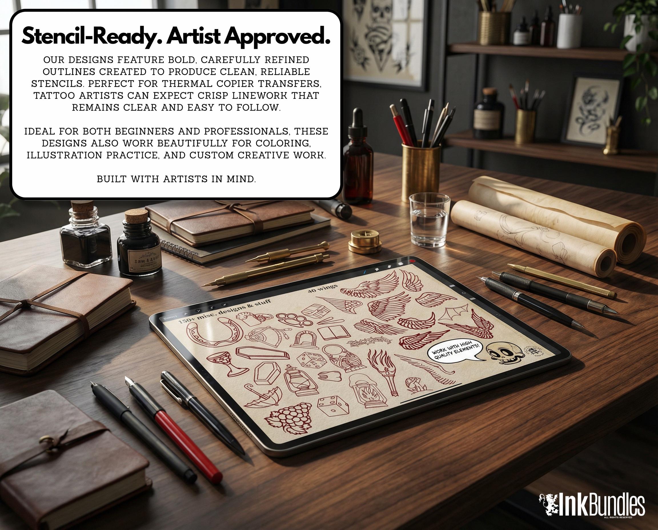 Traditional Tattoo Toolkit for Procreate, Build Your Own Designs, American Traditional Flash Brush Set