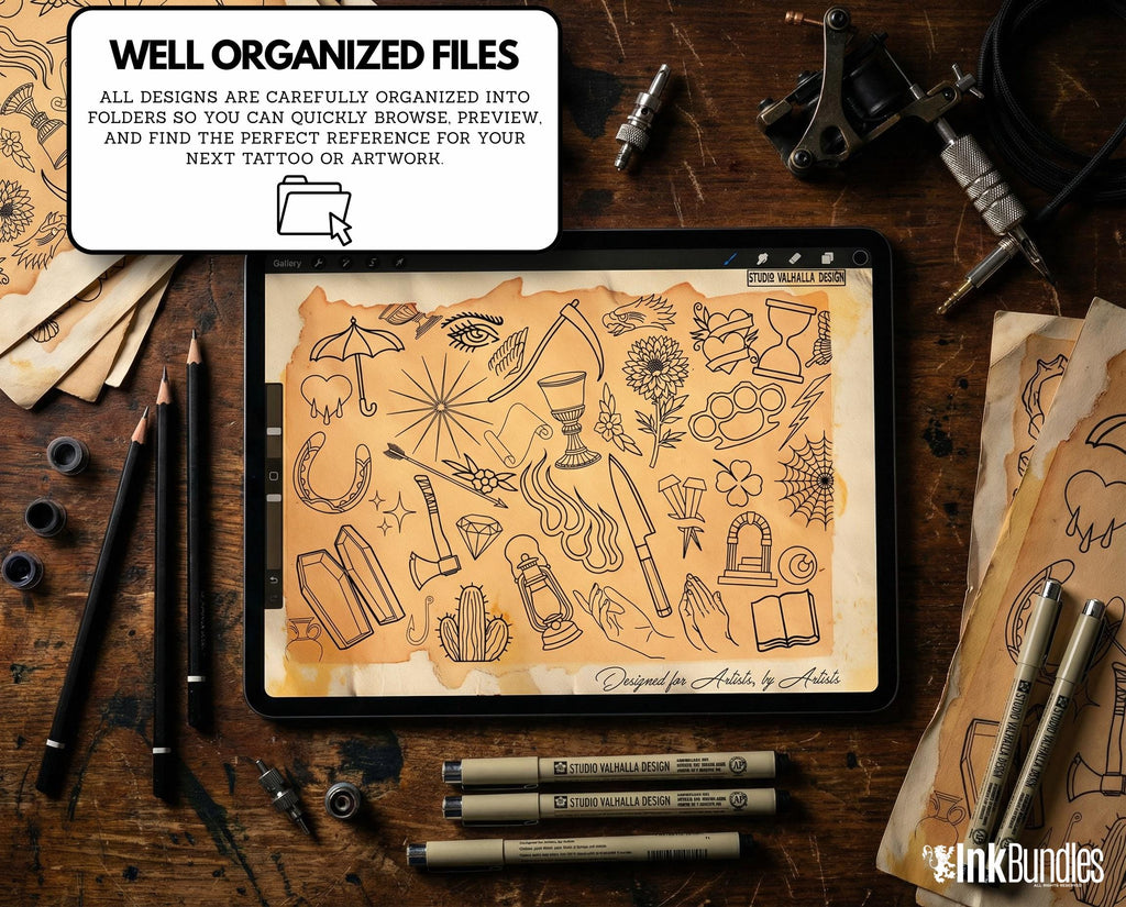 Traditional Tattoo Toolkit for Procreate, Build Your Own Designs, American Traditional Flash Brush Set