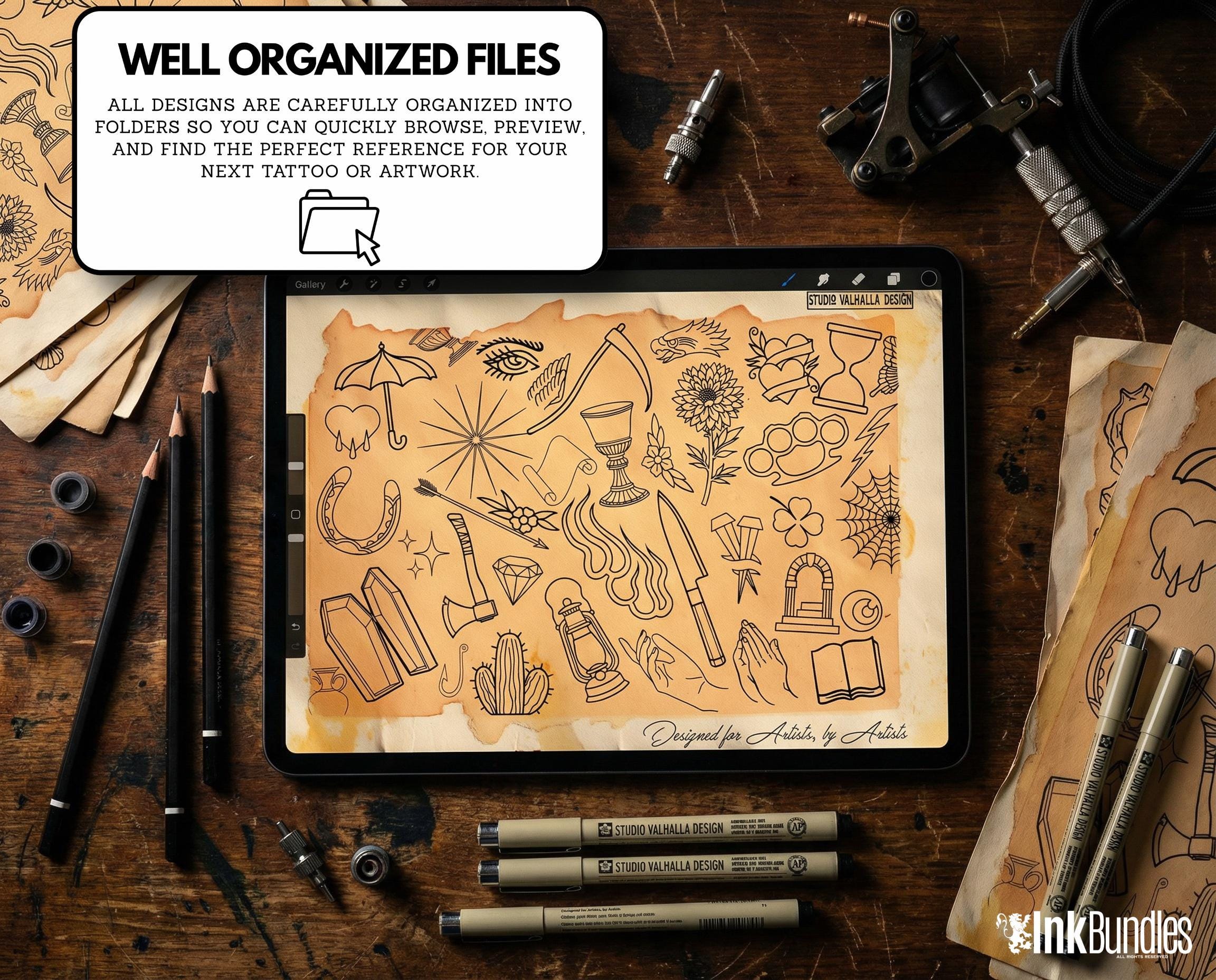 Traditional Tattoo Toolkit for Procreate, Build Your Own Designs, American Traditional Flash Brush Set