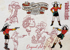 Traditional Pinup Design kit - Procreate | 150+ Classic old-scool , stencils ( digital download ) Tattoo Flash Art