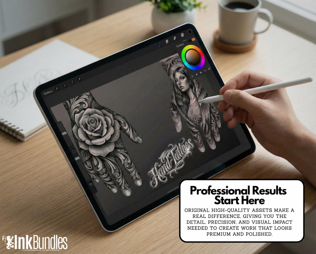 ProcreateTattoo Stamp Brushes, Hand Tattoo ideas ( digital download )