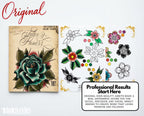 Traditional Tattoo Flower Procreate Stamps: Vintage Flash Art Designs (PNG, SVG, EPS)