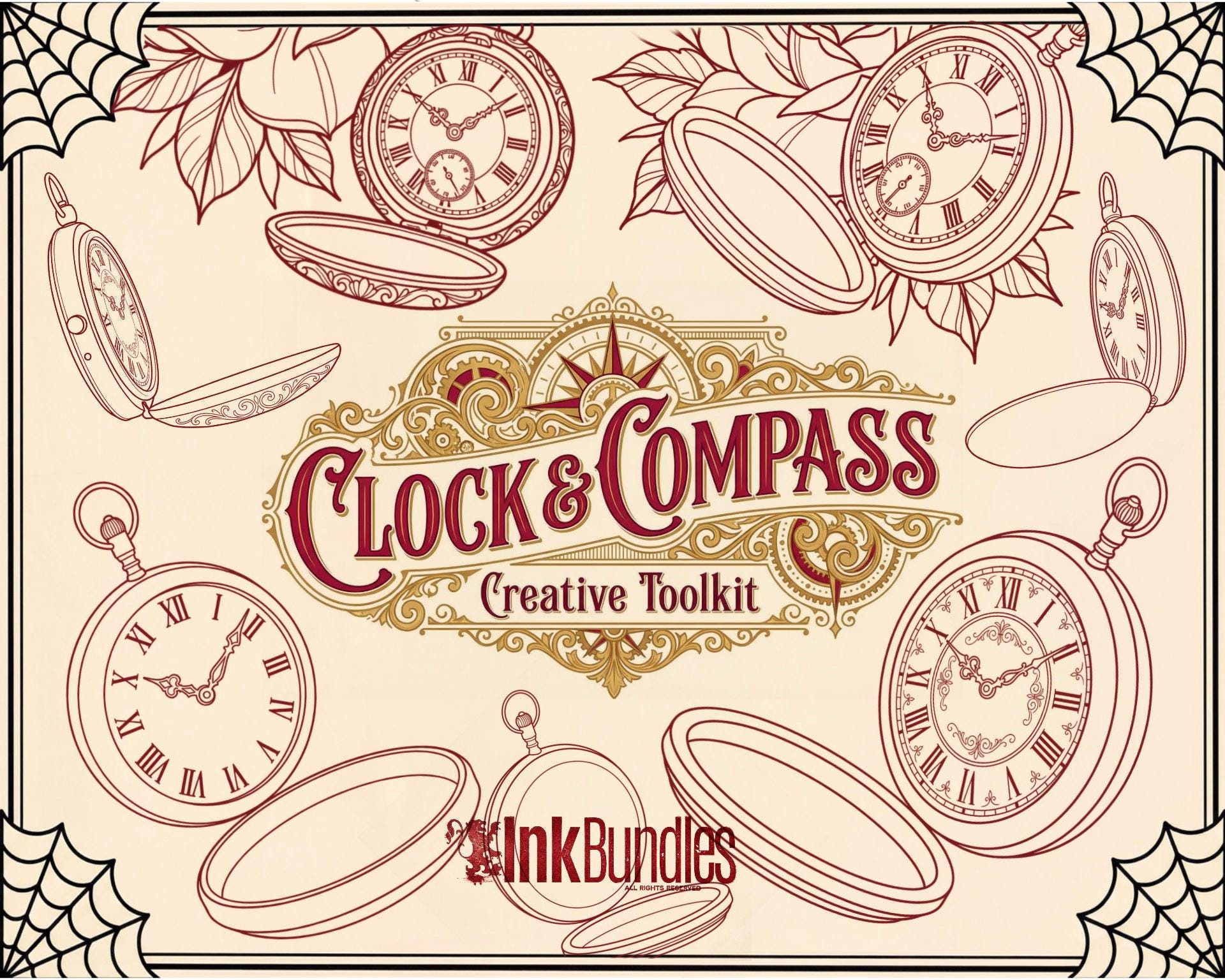 Procreate, Artist Reference Library ~ Clockwork & Compass, original references for Procreate, 200+ design elements