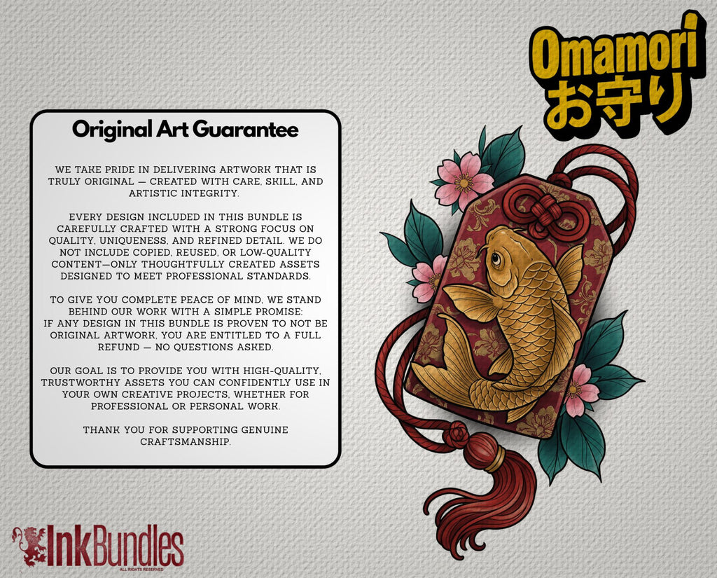 Omamori Lucky Charm Tattoo Stencil art – Japanese Amulets Procreate | PNG | PDF Tattoo References