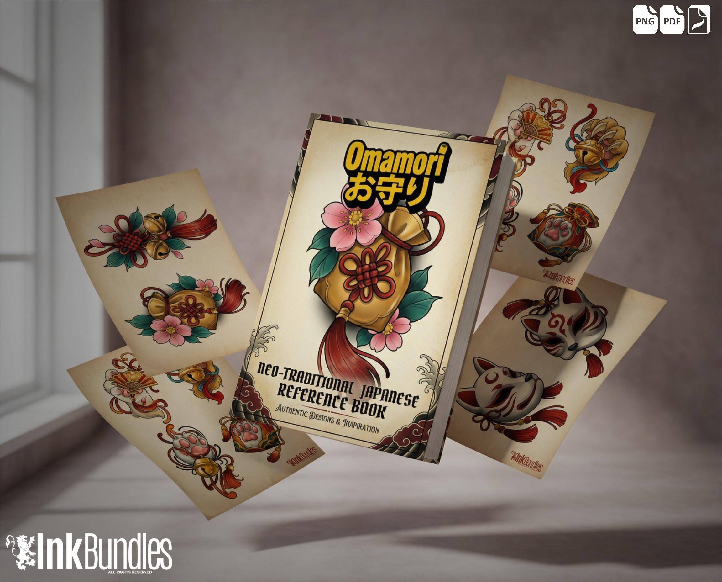 Omamori Lucky Charm Tattoo Stencil art – Japanese Amulets Procreate | PNG | PDF Tattoo References
