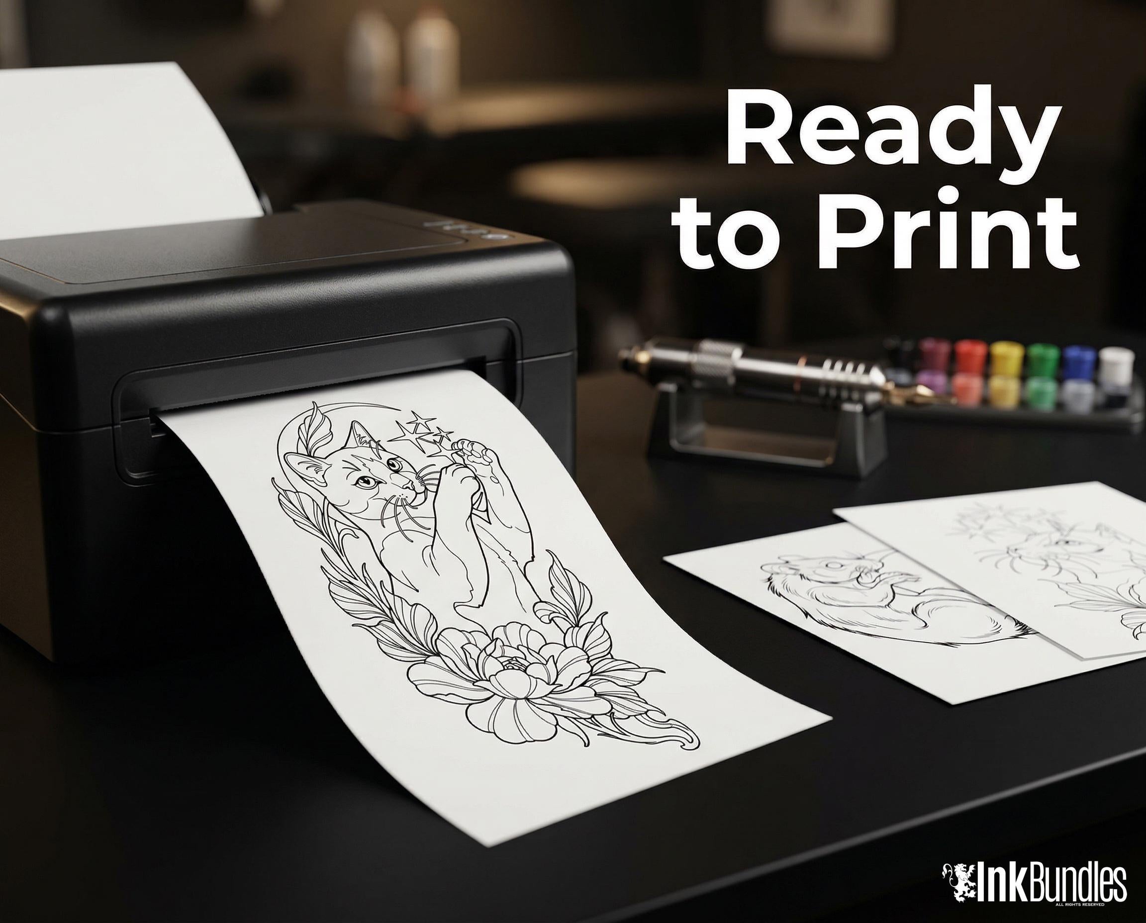 Neo Traditional Tattoo Bundle | Tea Party Tattoo Designs | Procreate + PNG | Floral Teacup Art | Download