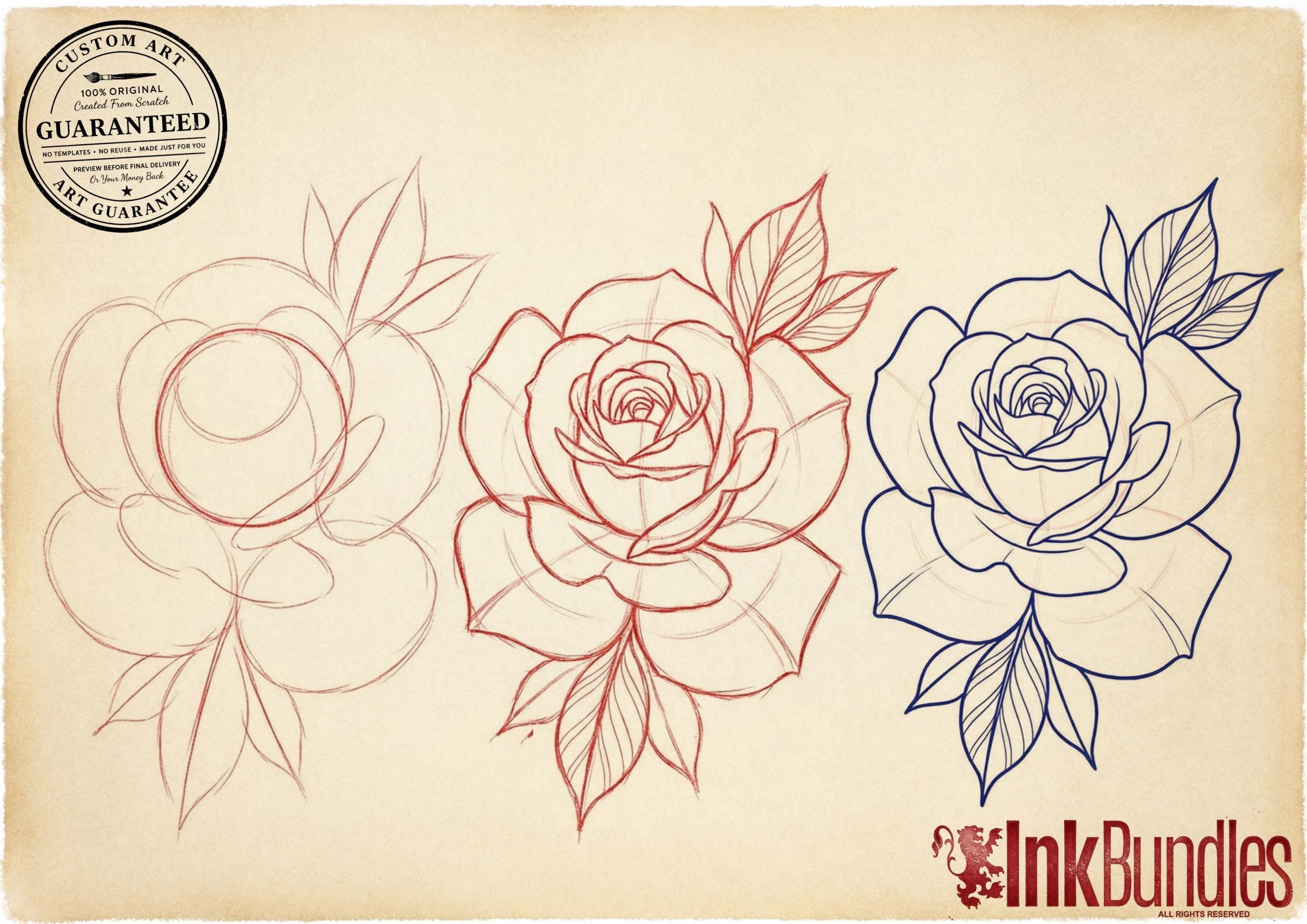 Neo Traditional Tattoo Bundle | Rose Tattoo Designs | Procreate + PNG | Roses Art | stencils