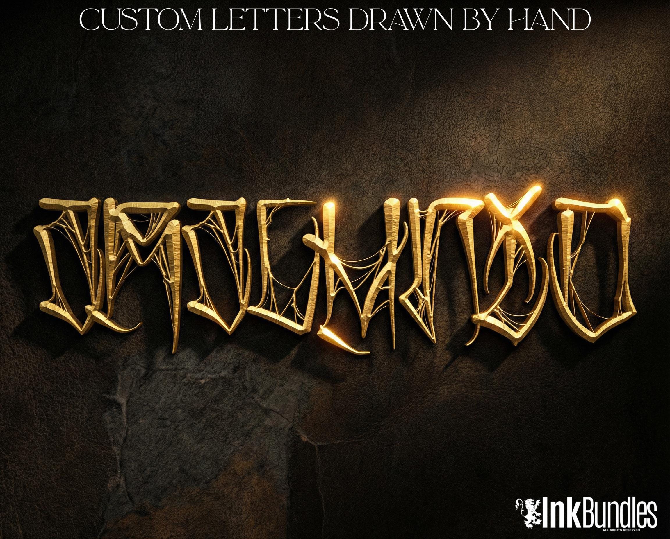 Tattoo Lettering Procreate Brushes, Stamps, PNG, SVG digital download