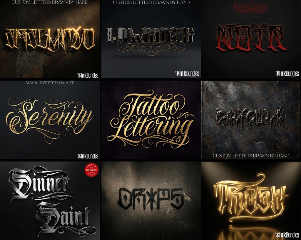 Tattoo Lettering Procreate Brushes, Stamps, PNG, SVG digital download