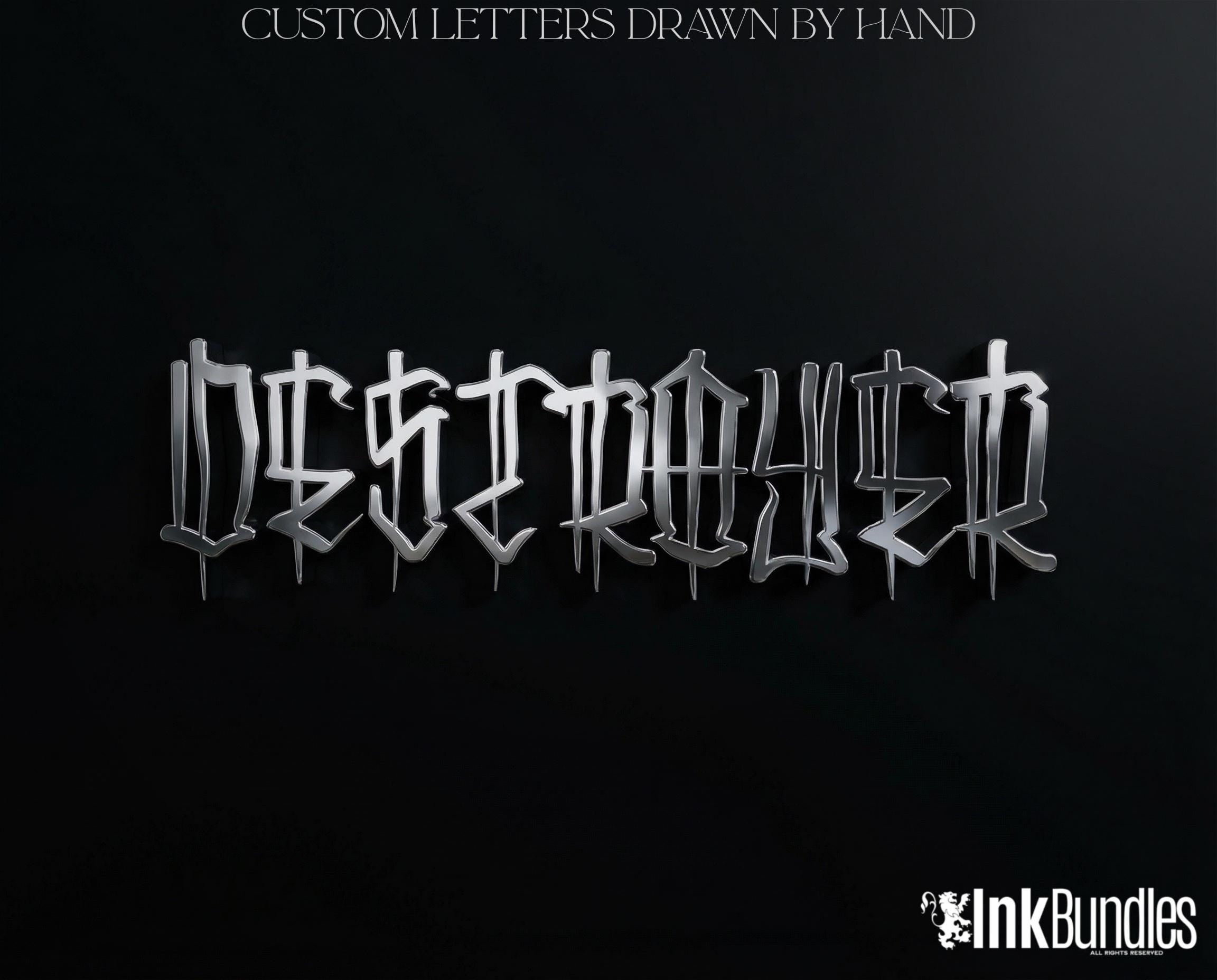 Tattoo Lettering Bundle for Procreate – Chicano Blackletter Fonts, Custom Script Brushes & PNG Lettering Pack