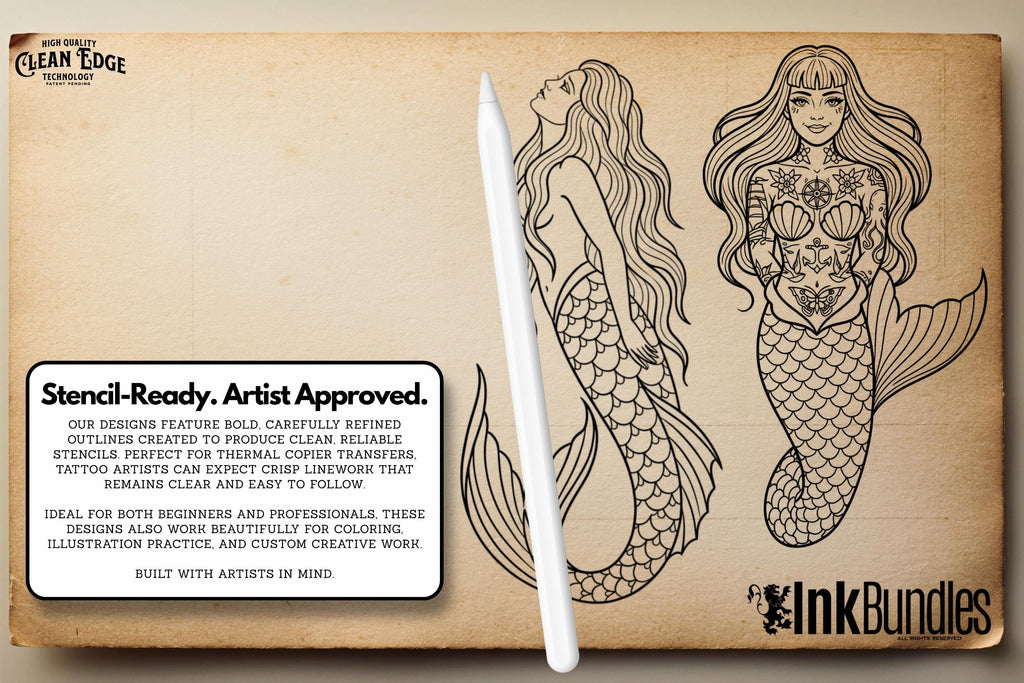 Traditional Nautical Tattoo Design kit - Procreate & PNG | 220+ Classic marine old-school Tattoo stencils
