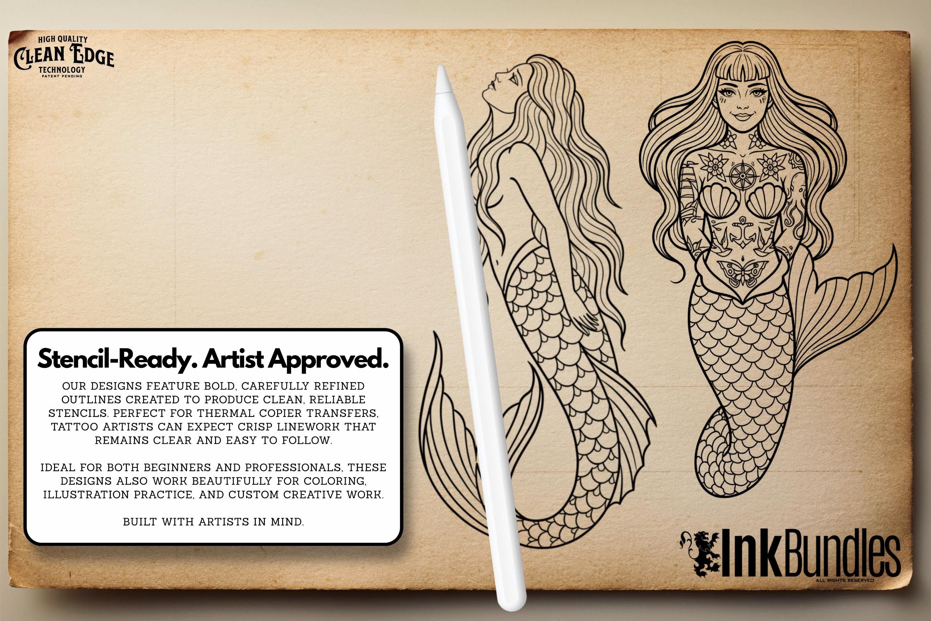 Traditional Nautical Tattoo Design kit - Procreate & PNG | 220+ Classic marine old-school Tattoo stencils