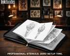 Fire & Torch Tattoo Toolkit, Flame, Lamp PNG Procreate Bundle, Tattoo Flash Brushset for Artists