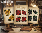 Rose Tattoo Flash PDF eBook | Neo Traditional Stencils | Old School Flower References & Coloring Pages