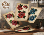 Rose Tattoo Flash PDF eBook | Neo Traditional Stencils | Old School Flower References & Coloring Pages