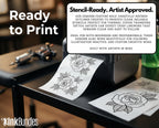 Rose Tattoo Flash PDF eBook | Neo Traditional Stencils | Old School Flower References & Coloring Pages