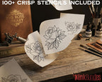 Rose Tattoo Flash PDF eBook | Neo Traditional Stencils | Old School Flower References & Coloring Pages