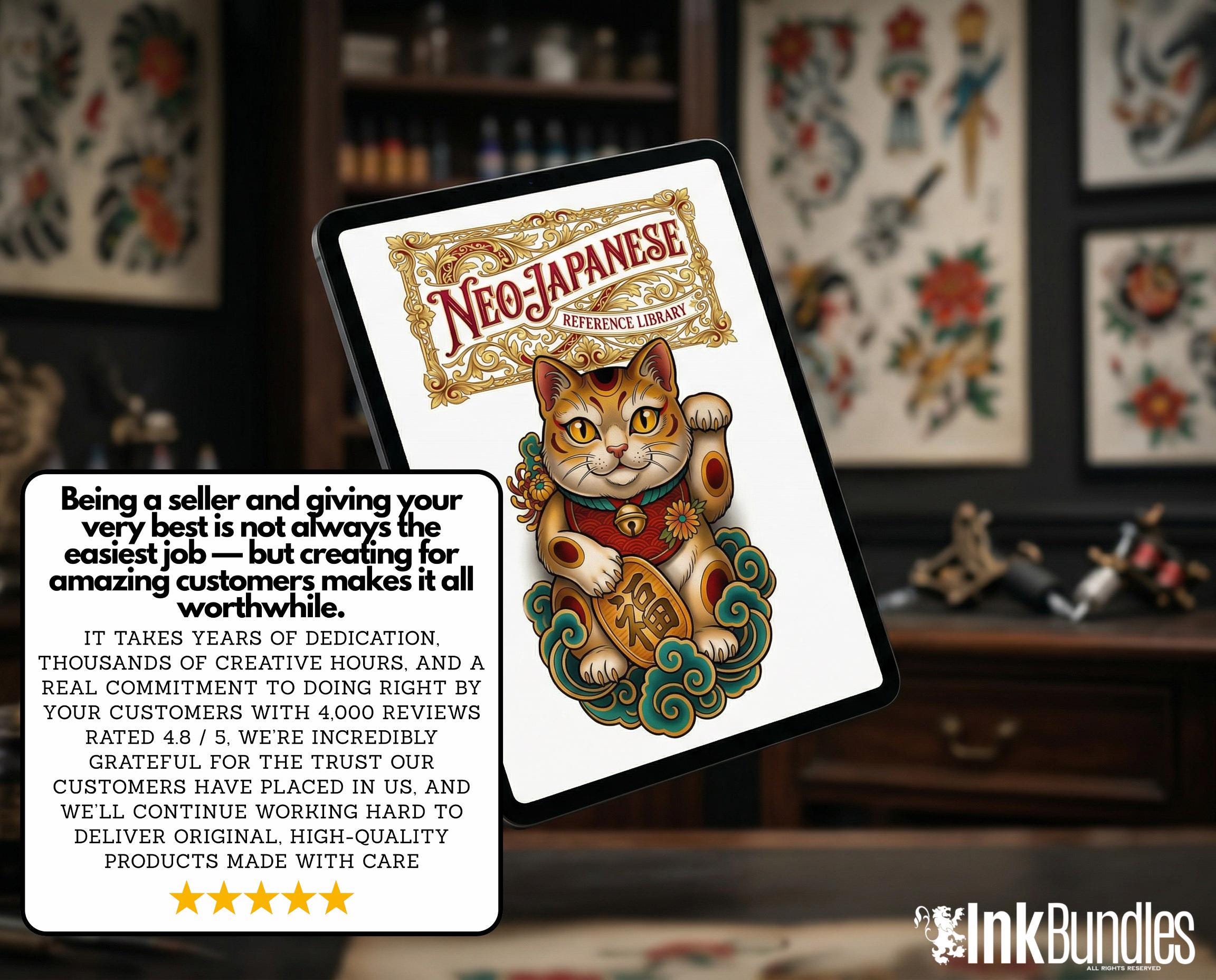 Neo Traditional Japanese Tattoo Reference Kit, Procreate Stamps + PNG, 120+ Clean Stencils