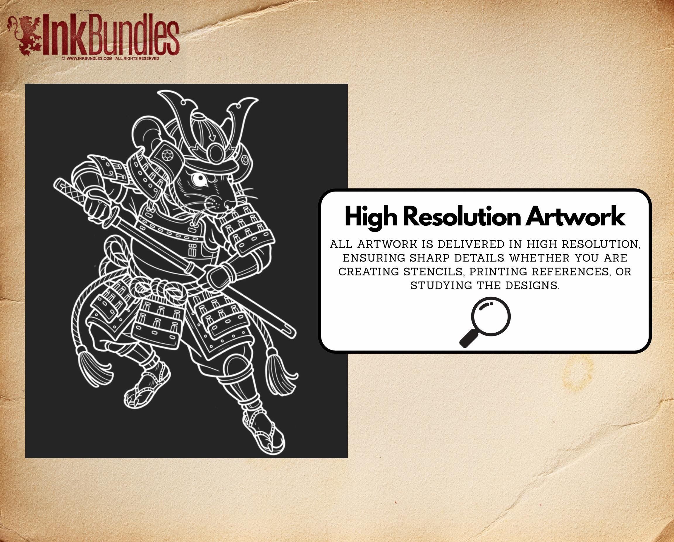 Neo Traditional Japanese Tattoo Reference Kit, Procreate Stamps + PNG, 120+ Clean Stencils