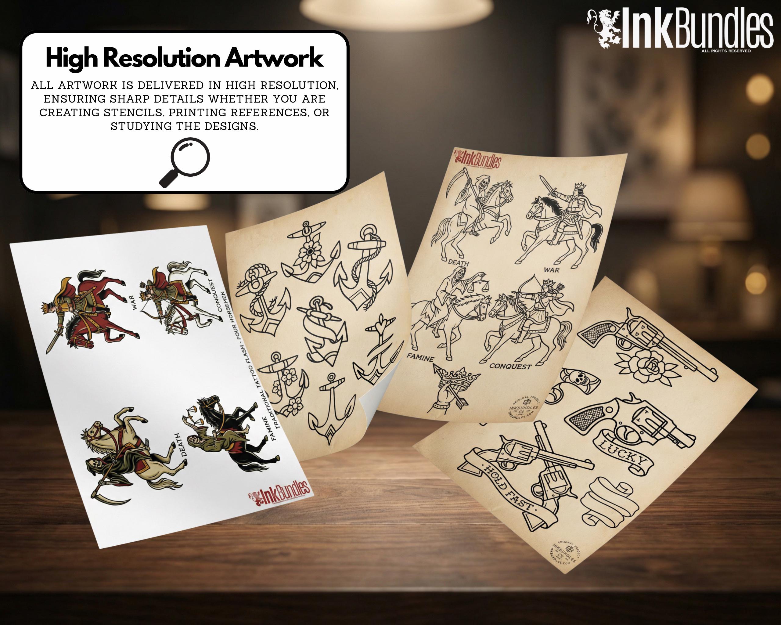 Tattoo Reference Book PDF, High-Res Flash Art, Digital Tattoo eBook, Traditional Neo Trad