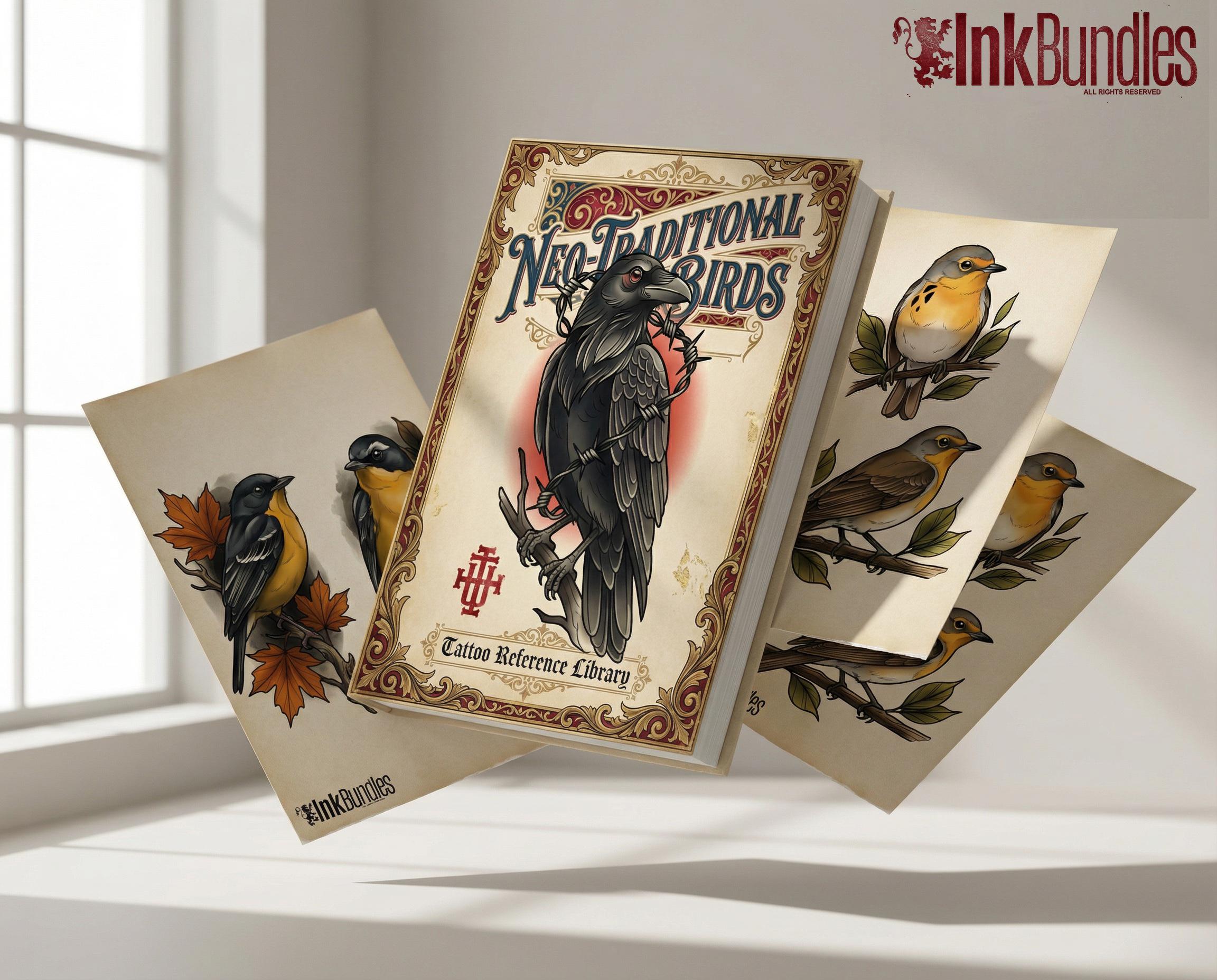 Neo Traditional Birds Tattoo Reference Kit