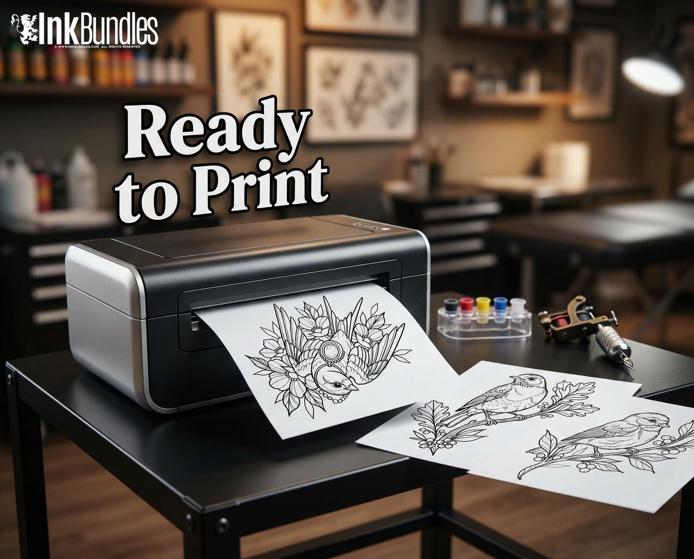 Neo Traditional Birds Tattoo Reference Kit