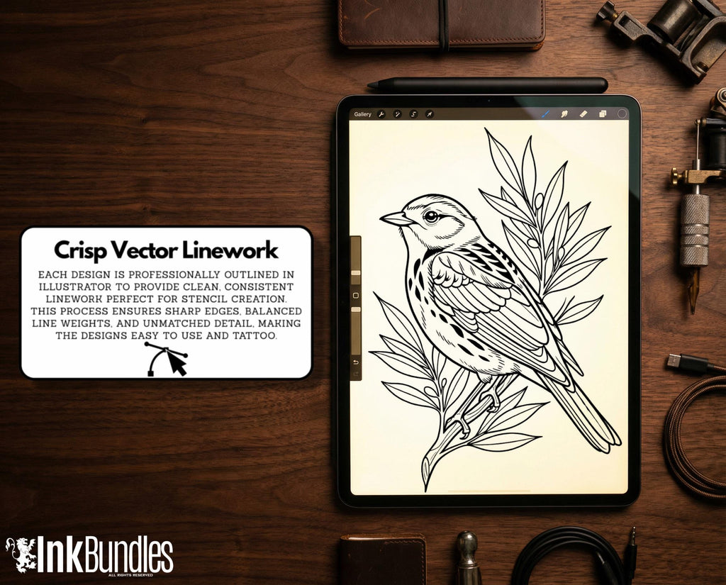 Neo Traditional Birds Tattoo Reference Kit